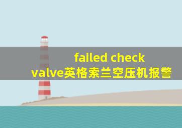 failed check valve英格索兰空压机报警